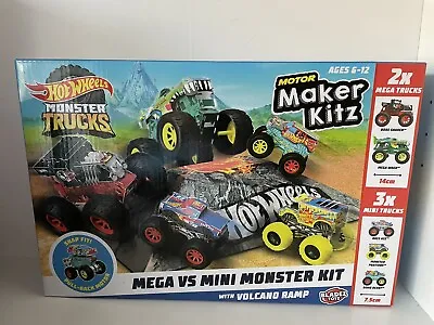 Buy Hot Wheels Maker Kitz 6 X Pull Back Mega & Mini Monster Trucks Brand New Boxed • 17.99£