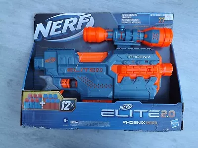 Buy NERF GUN Elite 2.0 Phoenix CS-6 12 Darts Motorised Blaster Xmas Present • 9.99£