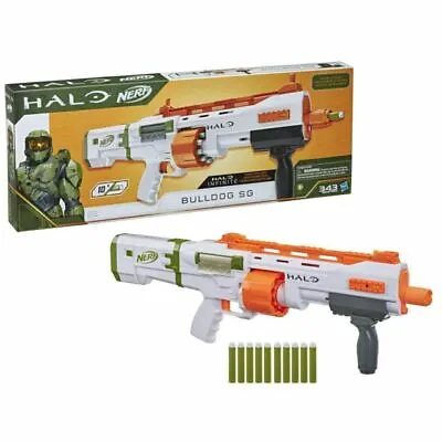 Buy Nerf Halo Bulldog SG Dart Blaster - Pump-Action, Rotating 10-Dart Drum • 30£