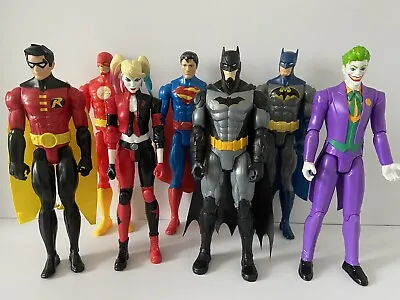 Buy Bundle DC Superheroes 12” Figures; Flash, Harley Quinn, Robin, Batman, Joker • 24£