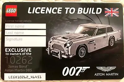 Buy LEGO 5005665 10262 James Bond Aston Martin Licence To Build VIP Exclusive Card • 35£