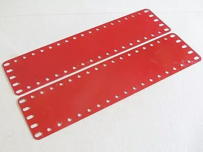 Buy 2 Meccano 5 X 19 Hole Flexible Metal Plates 196 Mid Red With Slots Stamped MMIE • 10£