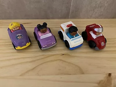 Buy Fisher Price Little People Wheelies X4 Purple Cars Ambulance And Racing Car Toys • 11£