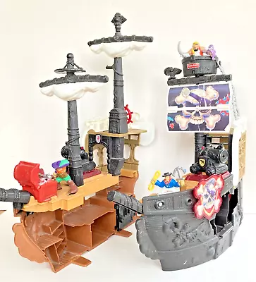Buy Fisher Price Pirate Ship - Splits In Two Good Vs Evil Pirates And Navy 4 Figures • 15£