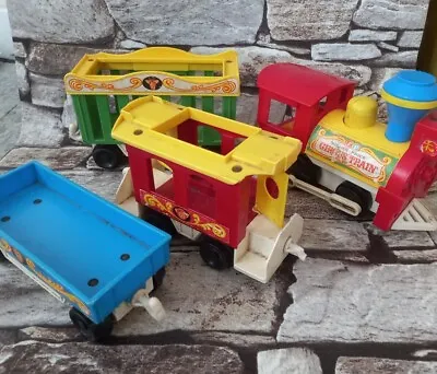 Buy Vintage Fisher Price Circus Train With 3 Carriages Push Along Toy • 5.99£