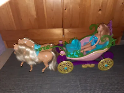 Buy Rare 2006 Barbie Carriage With Horses From The Barbie As The Island Princess • 62.37£