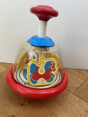 Buy Vintage Fisher Price Carousel Fairground Horse Spinning Top Toy Red Blue • 10.99£