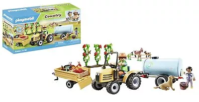 Buy Playmobil 71442 Country: Tractor With Trailer And Water Tank, Fresh Harvest On T • 50.51£