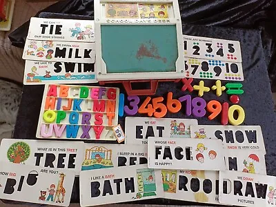 Buy Fisher Price School Days Desk Toy 1970's,letter Tray. Large Numbers 13workcards • 31.99£