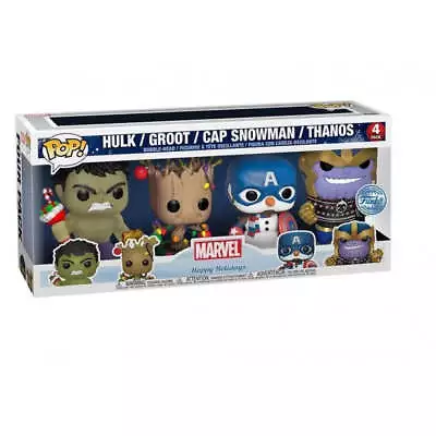 Buy Funko Pop Marvel | Holidays | Hulk / Groot / Captain Snowman / Thanos | 4 Pack • 22.99£