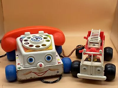 Buy Vintage Fisher Price Toy Bundle X2- Fisher Price Telephone And Fire Engine • 12.99£