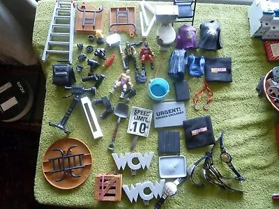 Buy Large Amount Of WWE Wrestling Mattel Accessories Parts Weapons Bundle • 65£