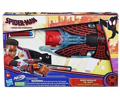 Buy New Marvel Spider-Man Miles Morales Tri-Shot Nerf Blaster - Across The Spider-Ve • 26.99£
