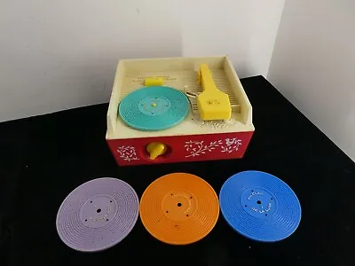 Buy Vintage Fisher Price Music Box Record Player Wind Up 1971 + 4 Discs (A17) • 50£