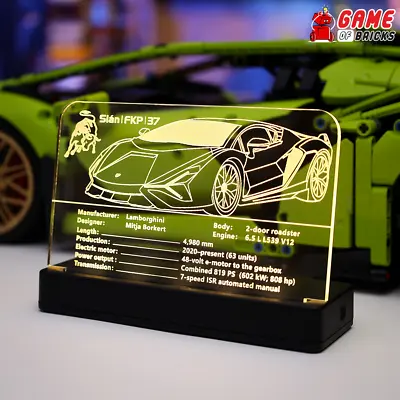 Buy Game Of Bricks LED Nameplate For LEGO® Lamborghini Sián FKP 37 42115 • 18.94£