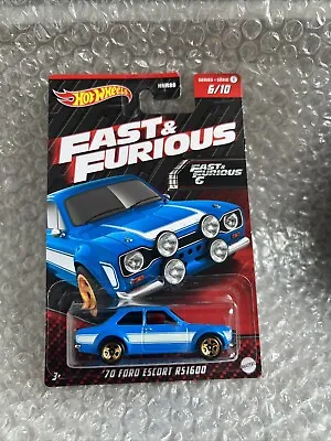 Buy Hot Wheels '70 Ford Escort RS1600 Blue Fast And Furious 6 Serie 1 Cosworth Rs Hw • 9.99£