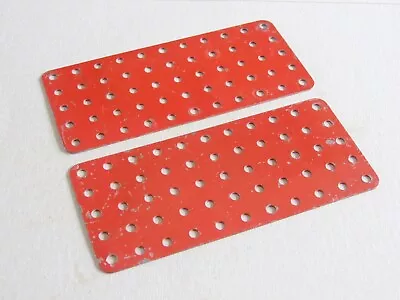 Buy 2 Meccano 5 X 11 Hole Flat Metal Plates Part 70 Repainted Light Red Stamped MMIE • 5£