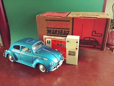 Buy Rare 1960s Bandai Japan Tin Battery Giant VW Beetle RC Tinplate W/ Box • 748.12£