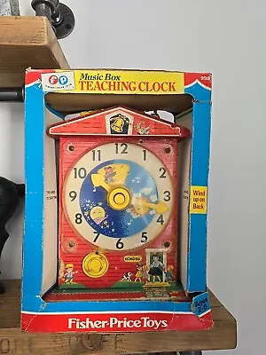 Buy Vintage Fisher Price - Music Box Teaching Clock 1962-68, Fully Working • 19£