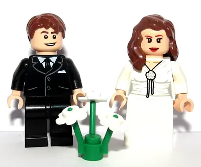 Buy LEGO Bride  & Groom Minifigure Brown Hair Black Suit Flesh Skin Wedding Flowers • 10.25£