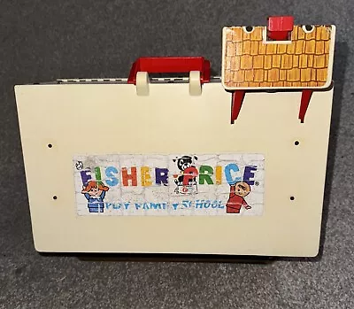 Buy Vintage Fisher Price Play Family School House With Letters,Cards & Figures 1970s • 45£