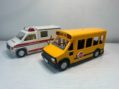 Buy PLAYMOBIL VEHICLES Bundle  Ambulance /  School Bus Flashing Lights 5940 5952 • 19.49£