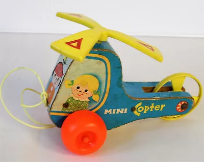 Buy Vintage Mechanical Toy 1970s Fisher Price Mini Copter Pull Along Toy No 448 Ap1 • 15£