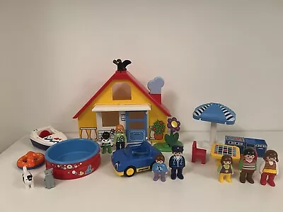 Buy Playmobil 1.2.3 Holiday Cottage Home & Family Play Set 9527 Car Boat - Complete • 20£