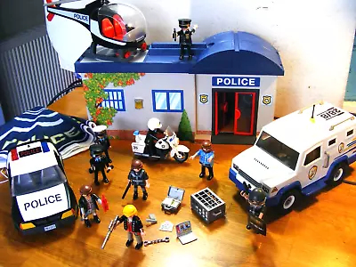 Buy Playmobil Police Station Carry Jail Car Van  Helicopter Motorbike Bundle • 24.99£