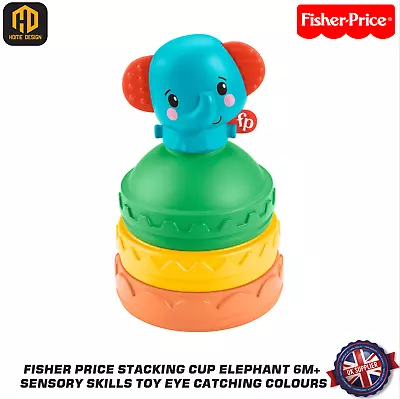 Buy Fisher Price Stacking Cup Elephant 6m+ Sensory Skills Toy Eye Catching Colours • 7.99£