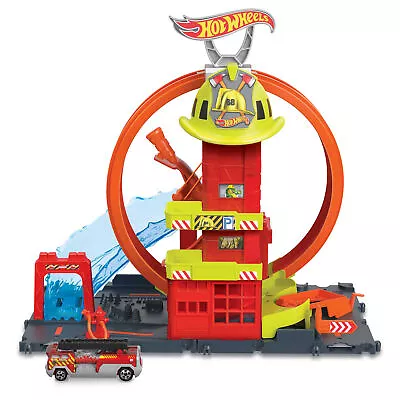 Buy Hot Wheels City Super Loop Fire Station Playset & 1 Toy Car • 28.99£