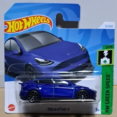 Buy Hot Wheels 2024 #15 HW GREEN SPEED Tesla Model Y Met Blue Diecast Model Car • 6.95£