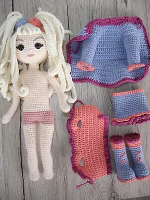 Buy Crochet Instructions Doll Angelina Outfit Jeans Blue Crochet Doll Amigurumi Crochet • 5.68£