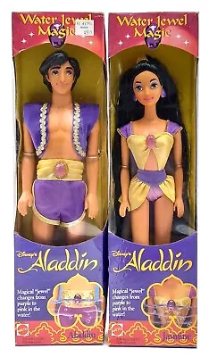 Buy 2x NrfB 1993 Mattel Disney's Aladdin Doll: Water Jewel Magic Jasmine + Aladdin • 70.35£