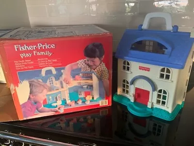 Buy Fisher Price Little People Blue Roof Doll House Figures Vintage Complete Boxed • 55£