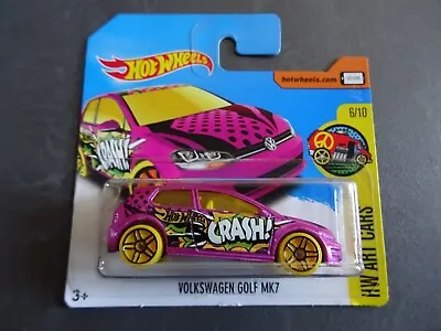 Buy Hot Wheels Art Cars Volkswagen Golf Mark 7 - Pink VW Model  Crash  - Short Card • 8£