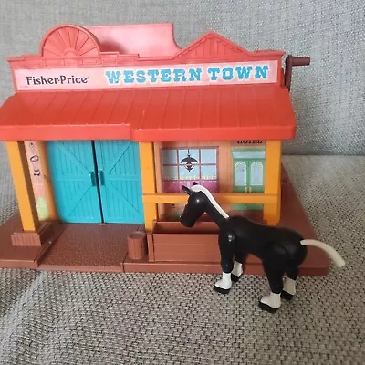 Buy FISHER PRICE Vintage WESTERN TOWN Rare Toy PLAY SET  Little People 70s/80s • 22£