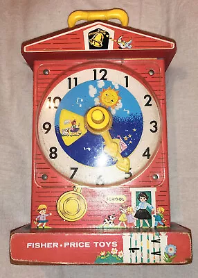 Buy Vintage Retro Fisher Price Teaching Clock Musical Box • 12£