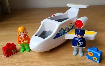 Buy PLAYMOBIL 1.2.3 (6780) Plane, Pilot, Passenger, And Luggage Ages 1.5+ • 5.99£