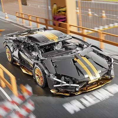 Buy Building Blocks Technic Race Car Block Set Gold Plated Lamborghini New Sealed • 30£