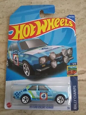 Buy Hot Wheels  '70 Ford Escort RS1600 Blue 1:64 Sealed Long Card New • 3.99£