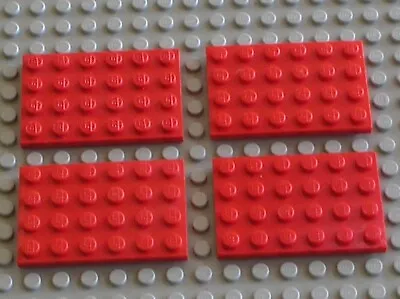 Buy 4 X LEGO Red Plate Red Plate 4x6 Ref 3032 Set 10227 8860 7720 8872 75240 6048 • 2.05£