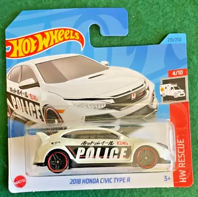 Buy Hot Wheels 2018 Honda Civic Type R White Police Hw Rescue Mint Short Card 3 • 4.99£