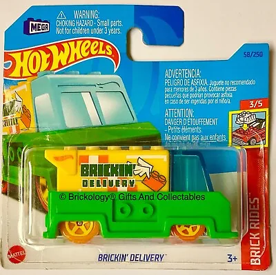 Buy Hot Wheels Fits Lego Car Brickin Delivery Green Build On Removable Parts Mattel • 12£