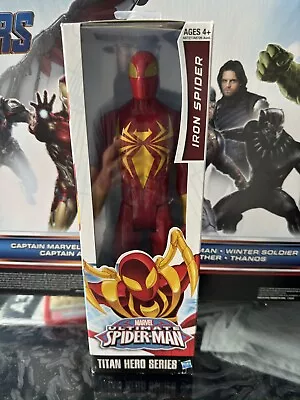 Buy Hasbro Marvel Titan Hero Ultimate Spider-Man Iron Spider Red & Gold 12” Figure • 9.99£