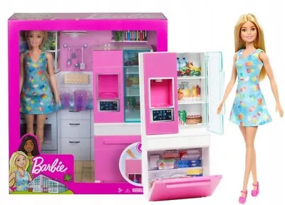 Buy BARBIE DOLL + FRIDGE KITCHEN ACCESSORIES Set GHL84 Mattel • 75.86£