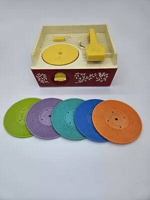 Buy Vintage 1971 Fisher Price Record Player Music Box With 5 Records - Works! • 39.99£