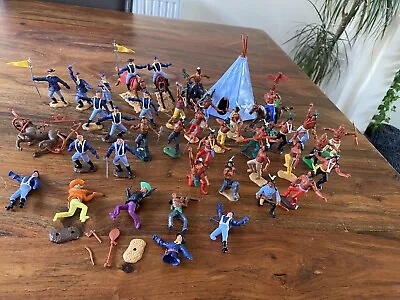 Buy Collection Of Vintage Timpo Plastic Indians Calvary Soldiers /tepee /spares Used • 24.99£