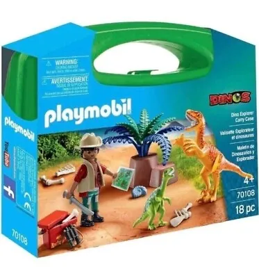Buy Playmobil Dinos Dinosaur Explorer Set With Carry Case (18 Pieces) 70108 - NEW • 6.99£