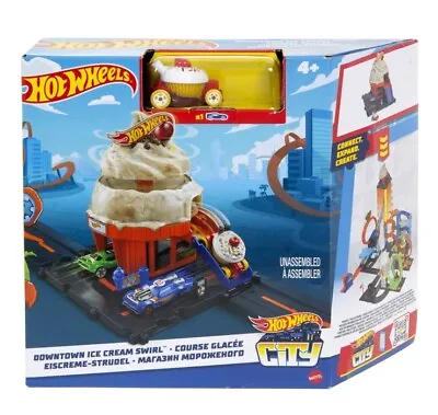 Buy Hot Wheels City Downtown Ice Cream Swirl (Parlour) Set With 1 Car Included • 24.99£